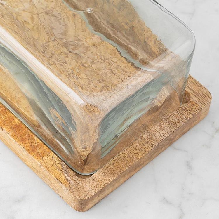 Деревянная прямоугольная доска с колпаком Rectangular Cake Plate With Cover