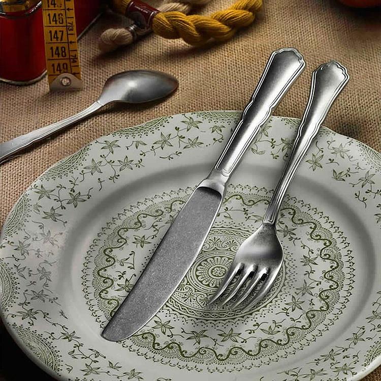Набор из 24 столовых приборов на 6 персон по 4 предмета Сеттеченто Set Of 24 Cutlery Pieces Settecento Stone Washed