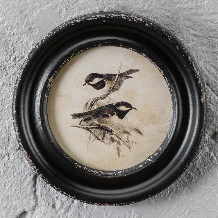 Картина-принт в круглой раме Угольные синицы Mesange Charbonnieres Cadre Rond