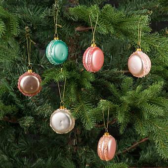 Set Of 6 Glass Macarons In Box 5,5 cm