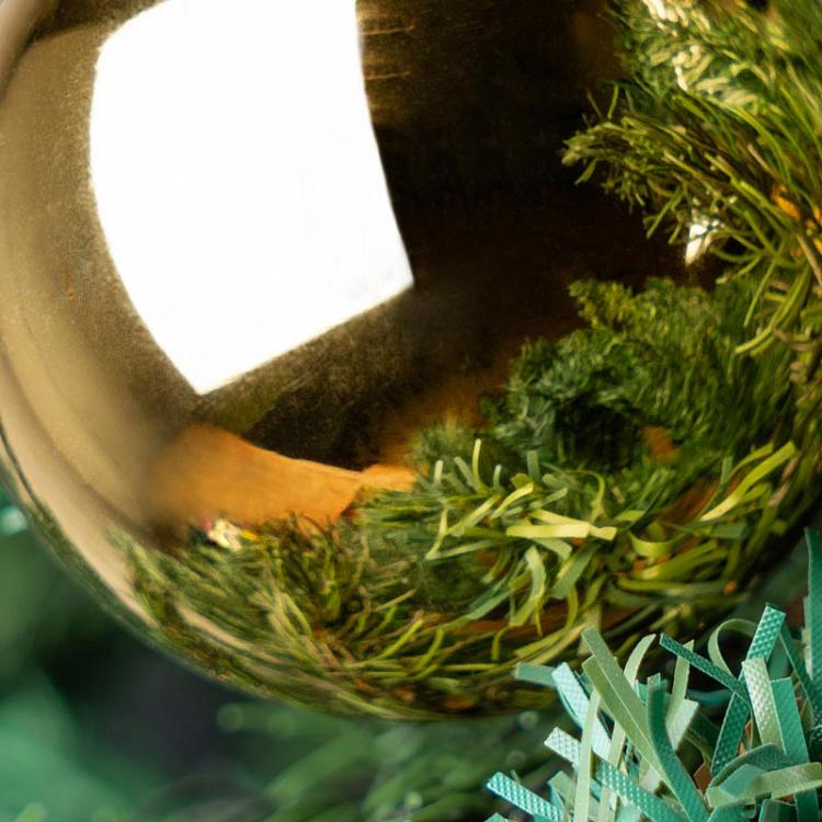 Набор из шести золотых ёлочных шаров Set Of 6 Glass Uni Balls Box Shiny Gold 7 cm