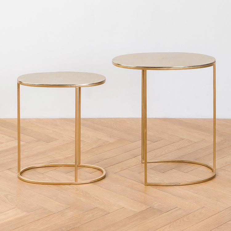 Комплект из двух журнальных столиков золотистого цвета Set Of 2 Side Tables Gold