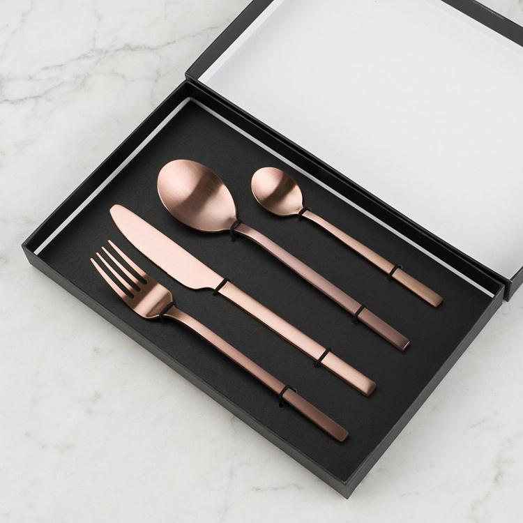 Набор из четырёх столовых приборов матовый медный Set Of 4 Cutlery Matt Copper