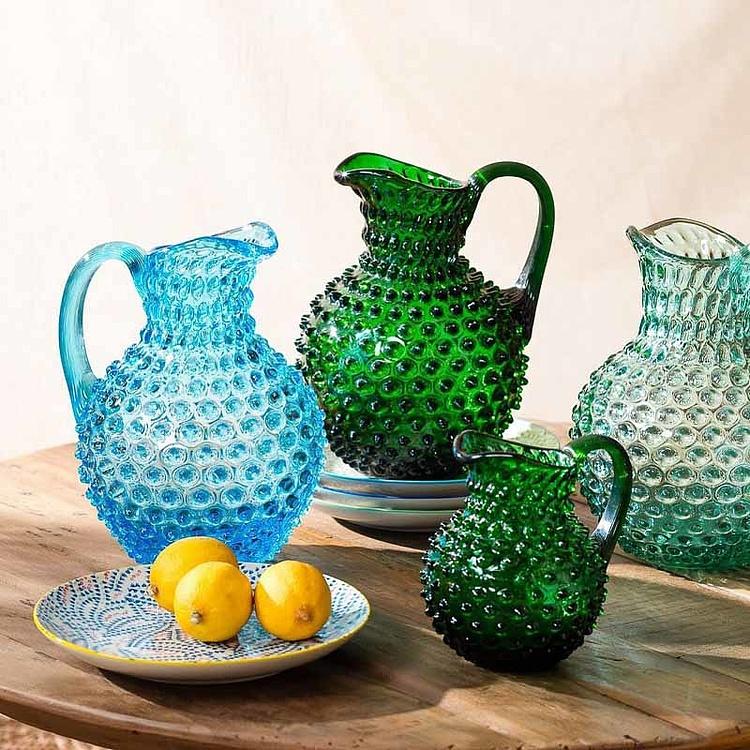 Изумрудный кувшин Диамант Pitcher Hobnail Green Large