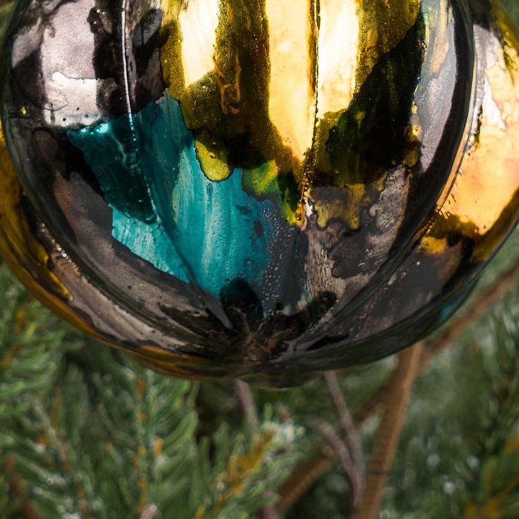 Ёлочная игрушка Шар алхимика, M Metal Base Ball Mercury Blue 10 cm