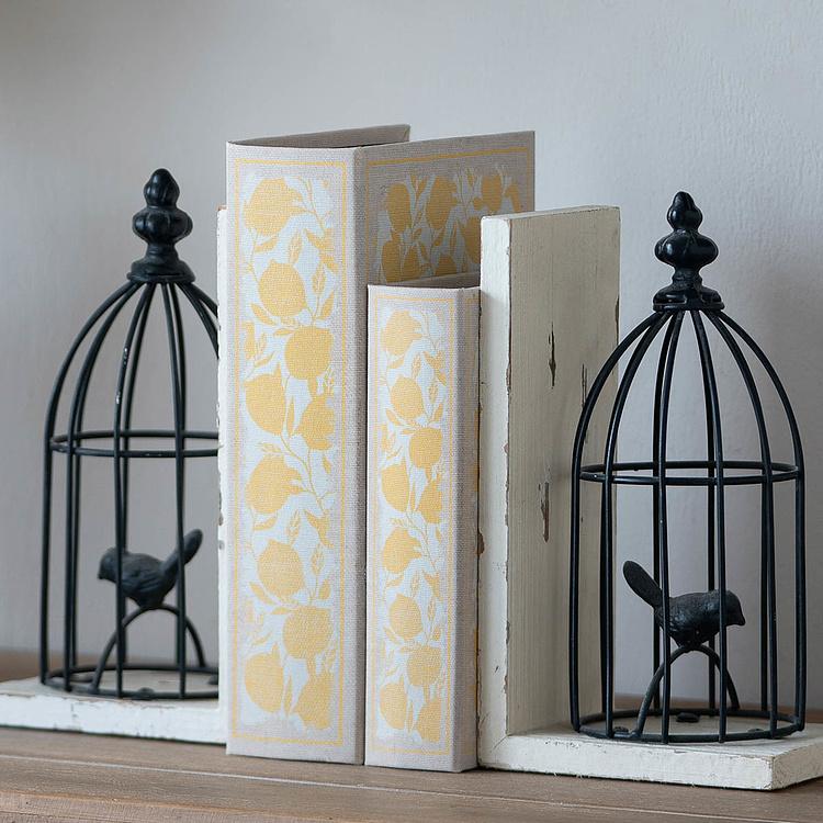 Набор из двух шкатулок с лиственным узором Set Of 2 Book Boxes Linen Leaf Motif