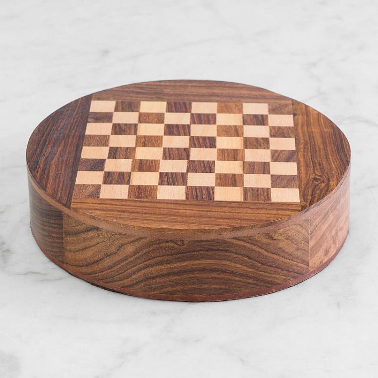 Настольная игра Шахматы в деревянном ящике Chess Game In Round Wooden Box