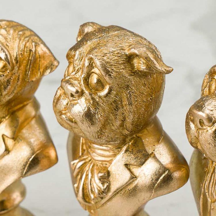 Набор из четырёх золотых статуэток Бюст Собаки Set Of 4 Bust Dogs Gold