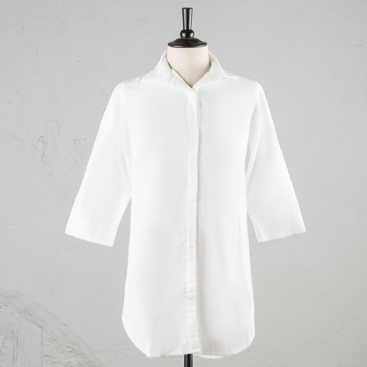 Легкая ночная хлопковая рубашка, размер M Airy Feel Shirt Robe Sleep Wear White M