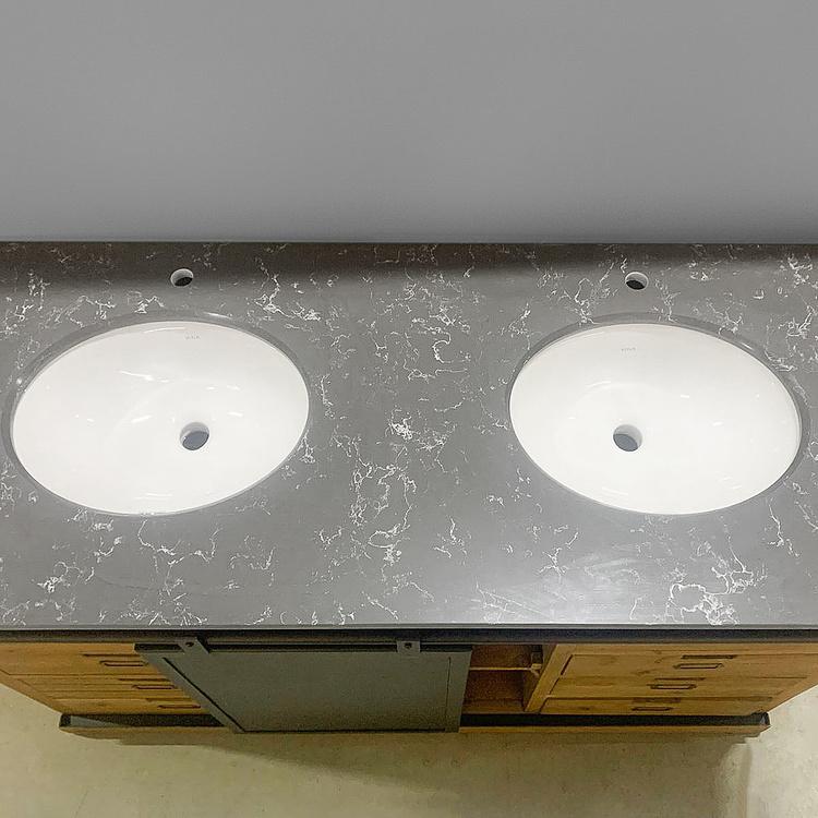 Тумба с двумя раковинами и раздвижной дверью Карелия Karelia Double Vanity With Sliding Iron Door DB