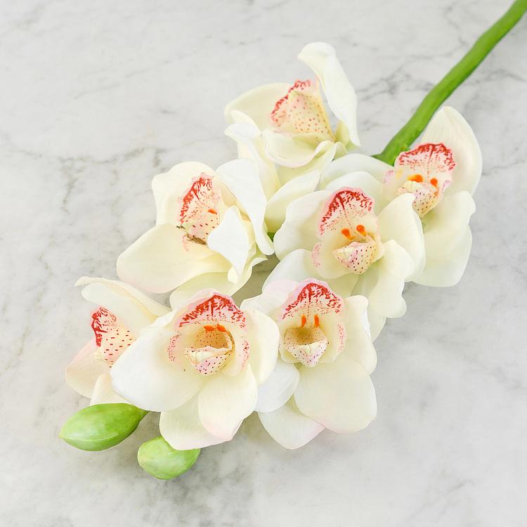 Искусственная орхидея Цимбидиум белая Cymbidium Orchid Branch White 67 cm