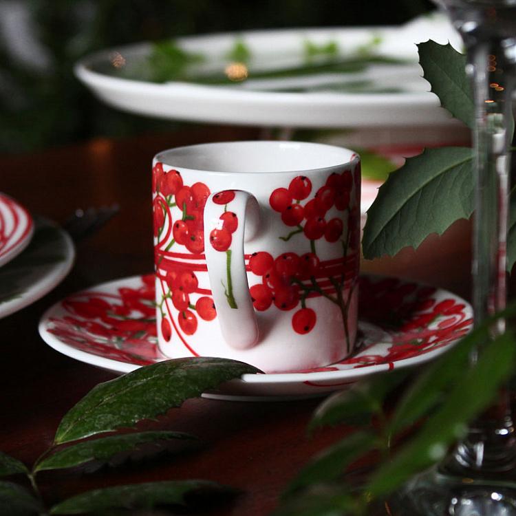 Кофейная пара Красная нить ягоды Fil Rouge Bacche Coffee Cup And Saucer