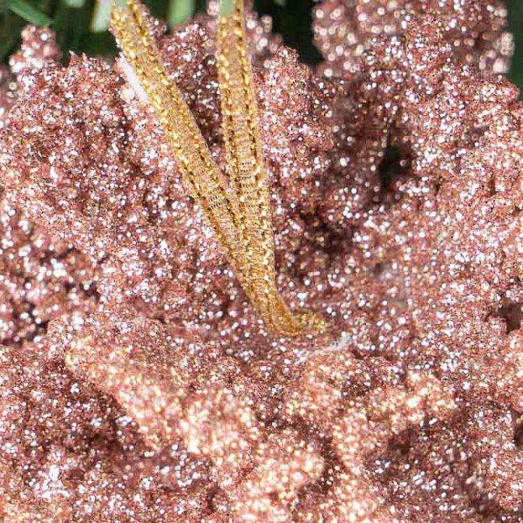 Набор из двух ёлочных игрушек Кораллы в блёстках Set Of 2 Glitter Coral Balls Pink/Gold 10 cm