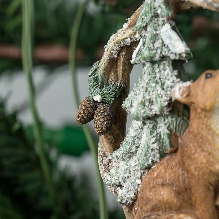 Набор из трёх ёлочных игрушек Олени и лиса в венке Set Of 3 Deers And Fox In Wreath 10 cm