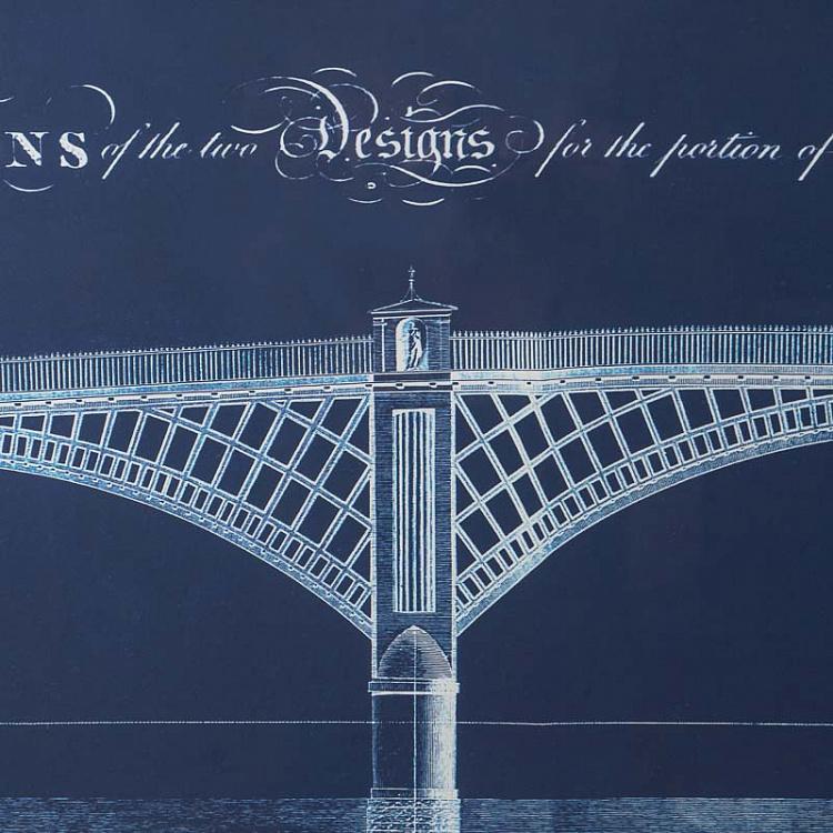 Картина-принт Телфордский мост с синим фоном, L Architectural Telford Bridge Blue Print Large
