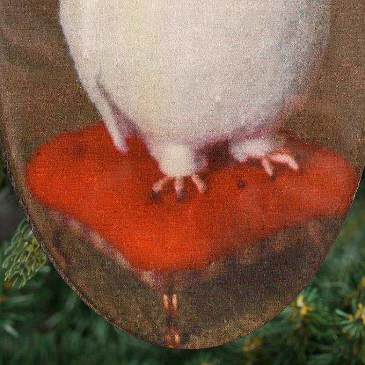 Деревянная ёлочная подвеска Сова, L Wooden Pendant With Owl 20 cm