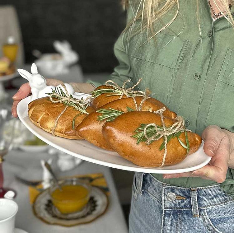 Овальное сервировочное блюдо Кролик Романтик Oval Serving Plate Rabbit Romantic