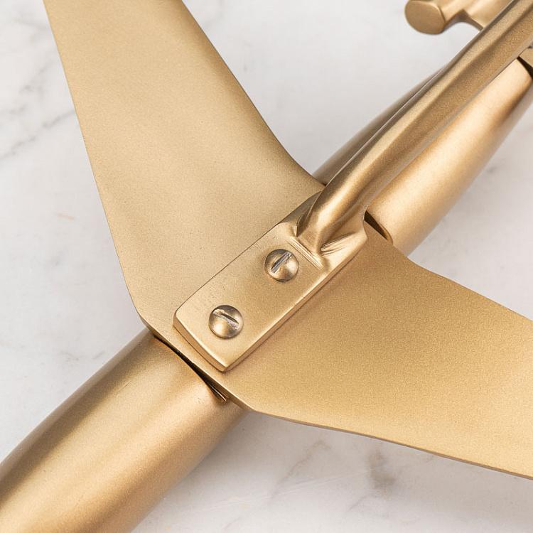 Статуэтка Самолет золотого цвета на подставке Golden Plane On Base