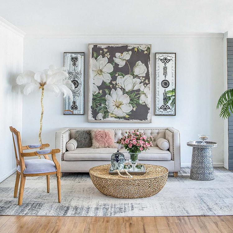 Набор из двух зеркальных декоративных панелей с чёрными узорами в антикварном стиле Set Of 2 Mirror Wall Decor Black