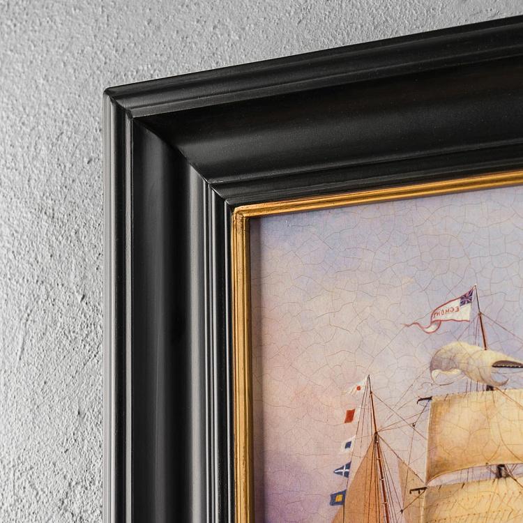 Картина-олеография в чёрно-золотой раме Мореплавание 1 Shipping Scene 1, ANTB Frame