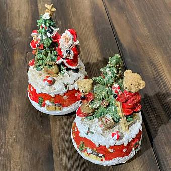 Set Of 2 Music Boxes Bear And Santa 16 cm discount