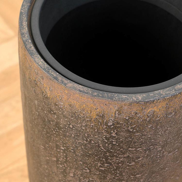 Высокое кашпо Эффектори Металл золотая патина, M Effectory Metal Tall Pot Rough Gold Patina Medium