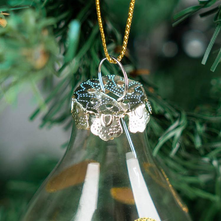 Ёлочная игрушка в золотой горох 2 Glass Dot Ball 2 Clear/Gold 8 cm