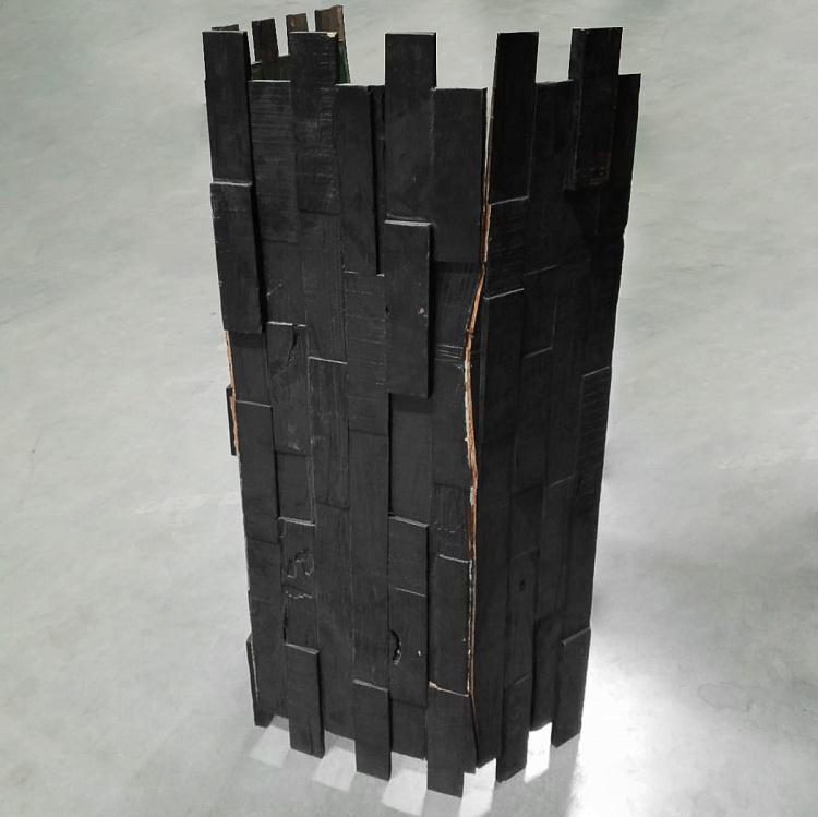 Угольно-чёрная стеновая панель из тика дисконт15 Teak Brick Panel Blackstone Finished discount15