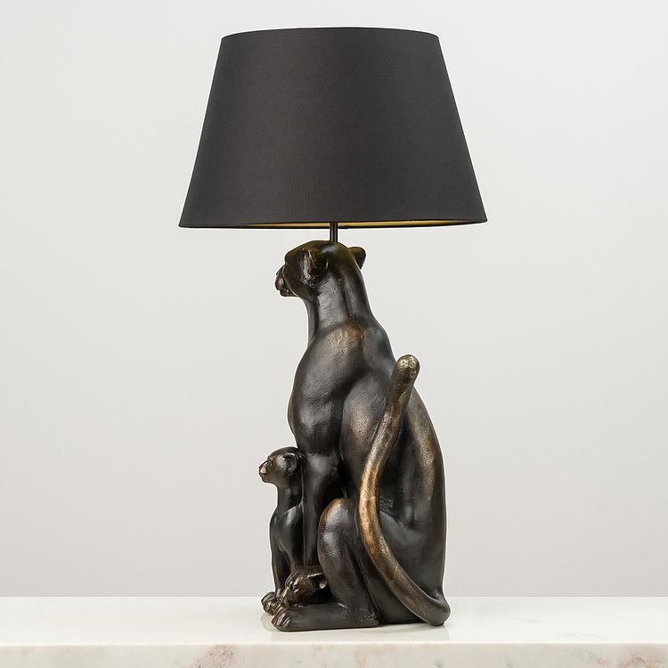 Настольная лампа с абажуром Пантера с котятами Panther With Her Baby Table Lamp With Shade