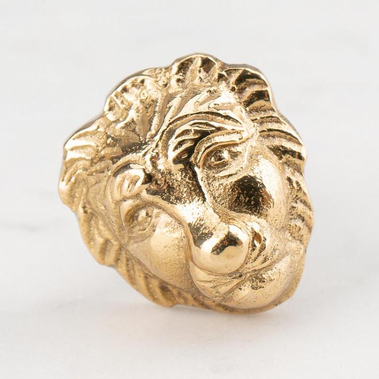 Золотая мебельная ручка Лев Lion Knob Gold