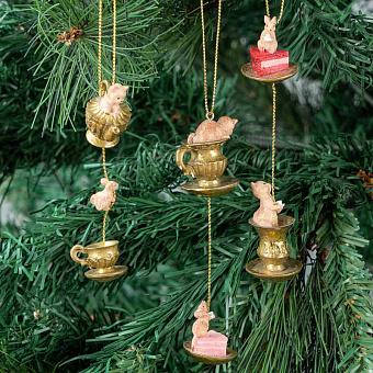 Set Of 3 Cinderella Cat Mice Gold 8 cm