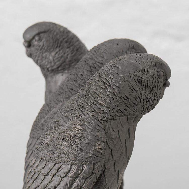 Статуэтка Чёрные попугаи на золотой перекладине Black Parrots On Golden Stand