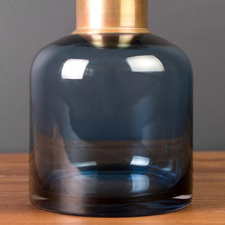 Синяя ваза с золотым горлышком Pharmacy Bottle With Gold Detail Blue