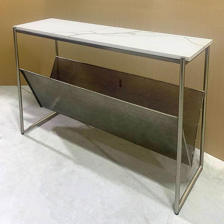 Мраморный консольный стол с сетчатым отсеком Marble Console With Mesh Compartment