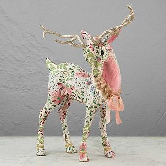 Floral Deer With Golden Horns