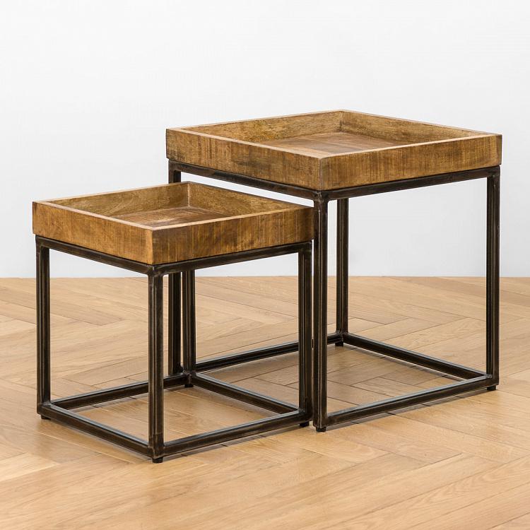 Комплект из двух столиков Револь Set Of 2 Revol Side Tables Mango Wood