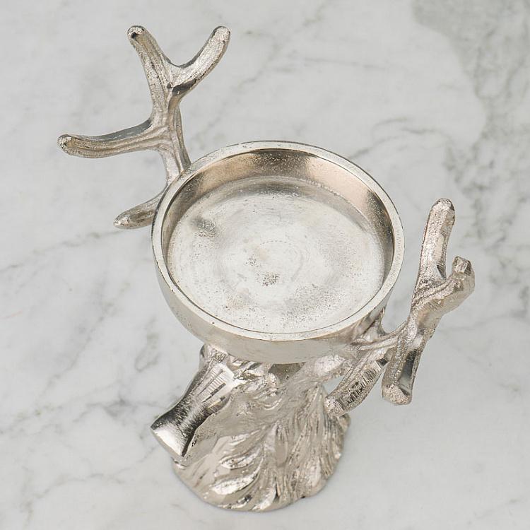 Подсвечник на одну свечу Олень Candle Stand Deer Silver