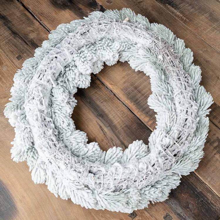 Новогодний заснеженный венок из шишек Wreath Pine With Snow 51 cm