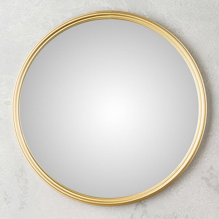 Круглое выпуклое зеркало в золотистой раме, L Gold Frame Convex Mirror Large