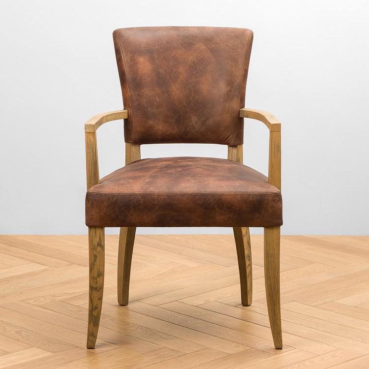 Стул Мами с подлокотниками, светлые ножки Mami Dining Chair With Arms, Oak Brown