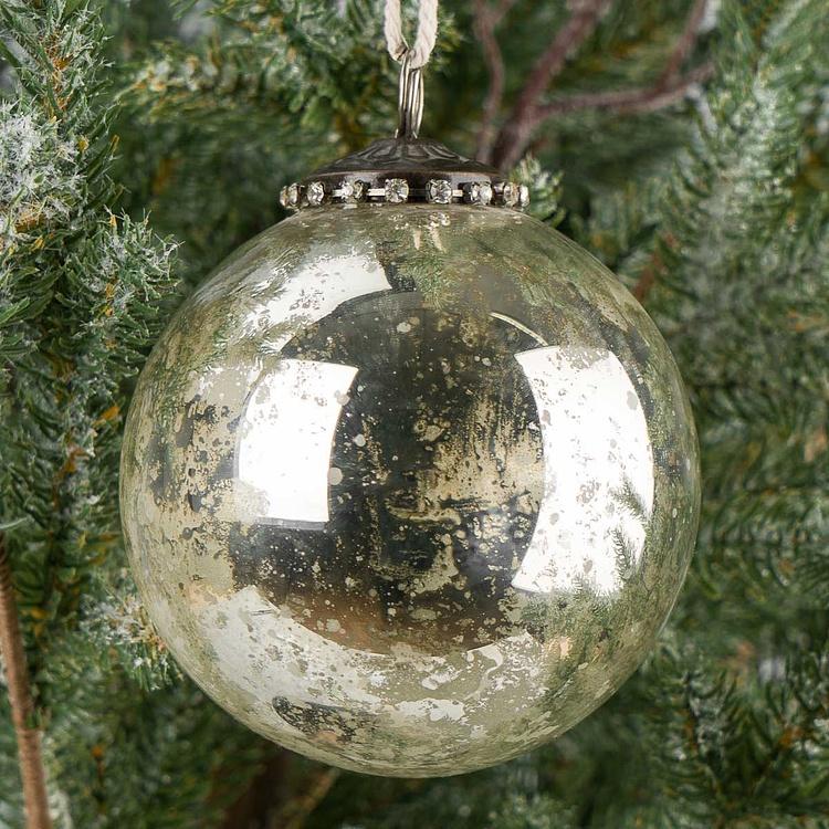 Ёлочный шар со звездой Xmas 4 Inches Antique Silver Top Star 10 cm