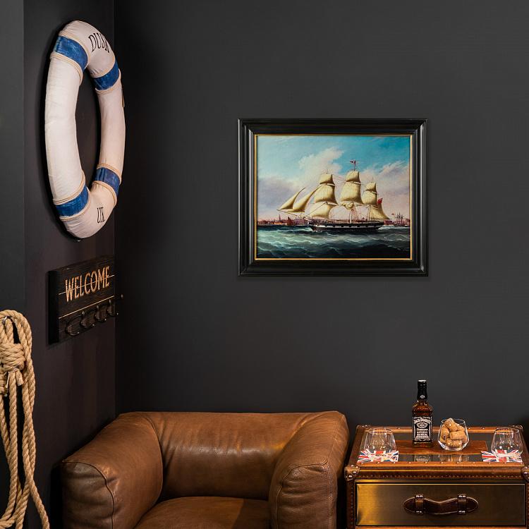 Картина-олеография в чёрно-золотой раме Мореплавание 2 Shipping Scene 2, ANTB Frame