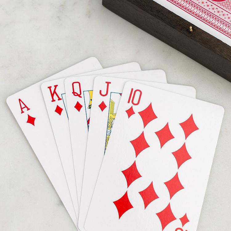 Колода игральных карт в шкатулке с гравировкой на крышке Deck Of Cards In Box Engraved Lid