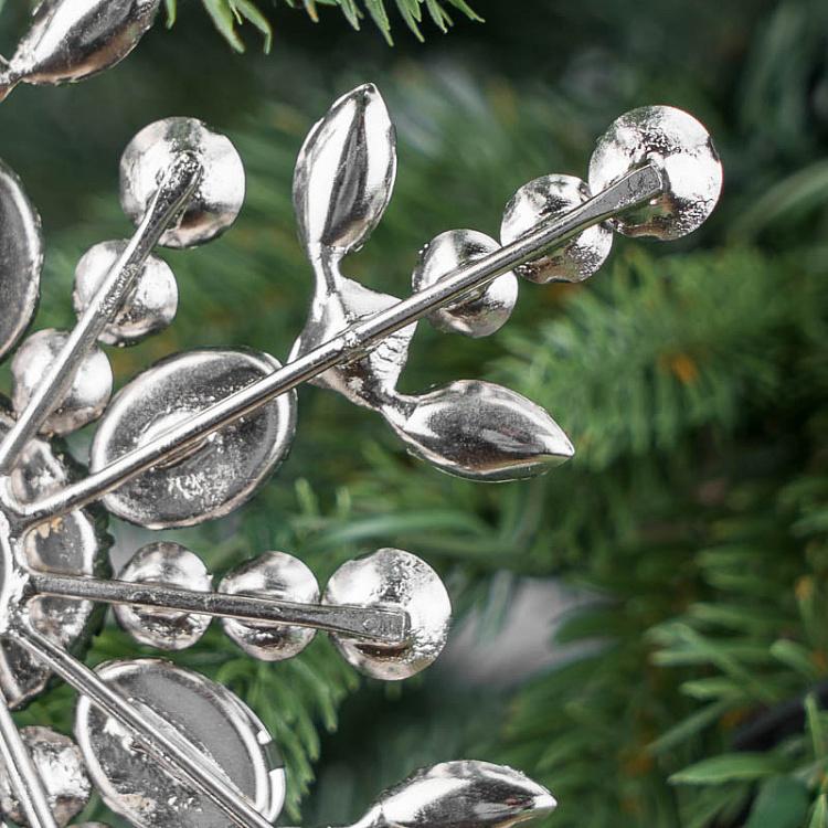 Ёлочная игрушка Серебристая снежинка с голубыми стразами Silver Blue Stones Snowflake Silver 15 cm