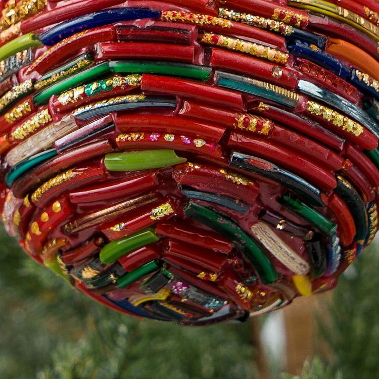 Ёлочная игрушка Разноцветный шар Ташкент Multicolored Wires Ball 9 cm