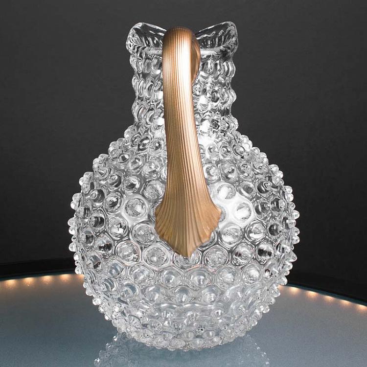 Кувшин Диамант с золотой ручкой Pitcher Hobnail With Golden Handle Large