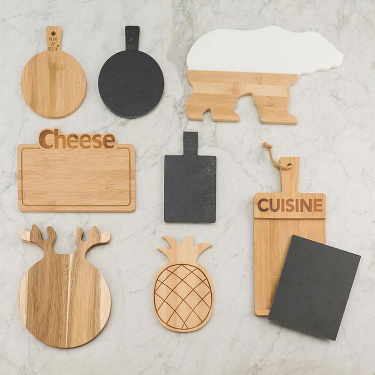 Круглая разделочная доска с ручкой Round Bamboo Board With Handle