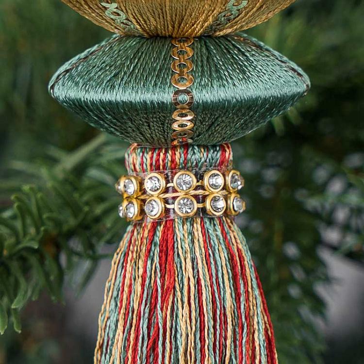 Новогодняя подвеска Зелёно-красно-жёлтый кулон с кисточкой Pendant With Tassel Green Red Yellow 20 cm