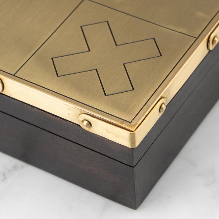 Настольная игра Крестики-нолики в шкатулке с металлической крышкой OXO Game Silvered Lid