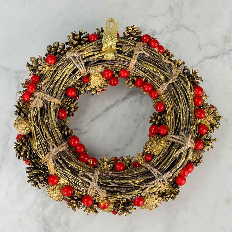 Новогодний венок с шишками и ягодами Wreath With Pinecones And Berries 32 cm